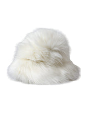 White Acrylic Fur Womens Bucket Hat Dolce & Gabbana