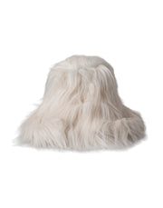 Off White Acrylic Fur Womens Bucket Hat Dolce & Gabbana