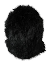 Black Faux Fur Whole Head Wrap Hat Dolce & Gabbana