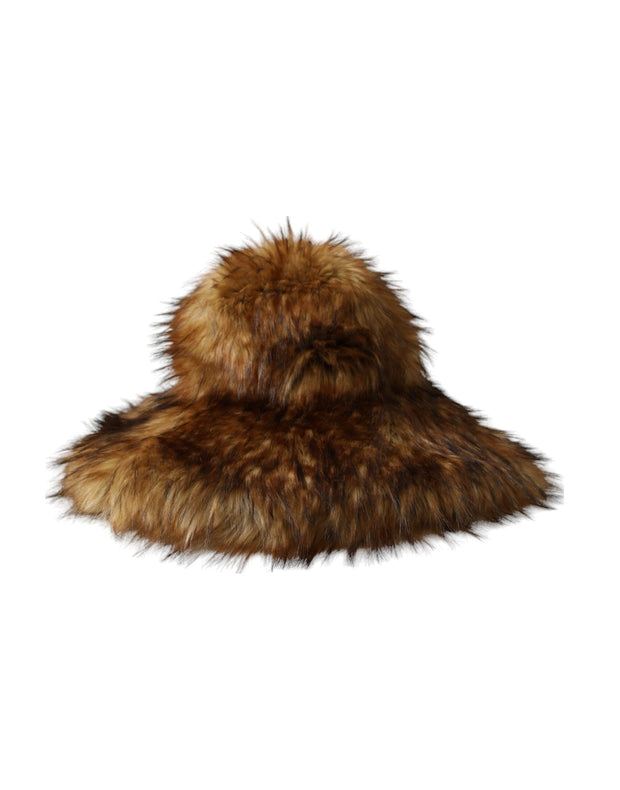 Brown Modacrylic Faux Fur Bucket Hat Dolce & Gabbana