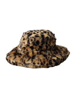 Brown Leopard Fur Women Bucket Hat Dolce & Gabbana