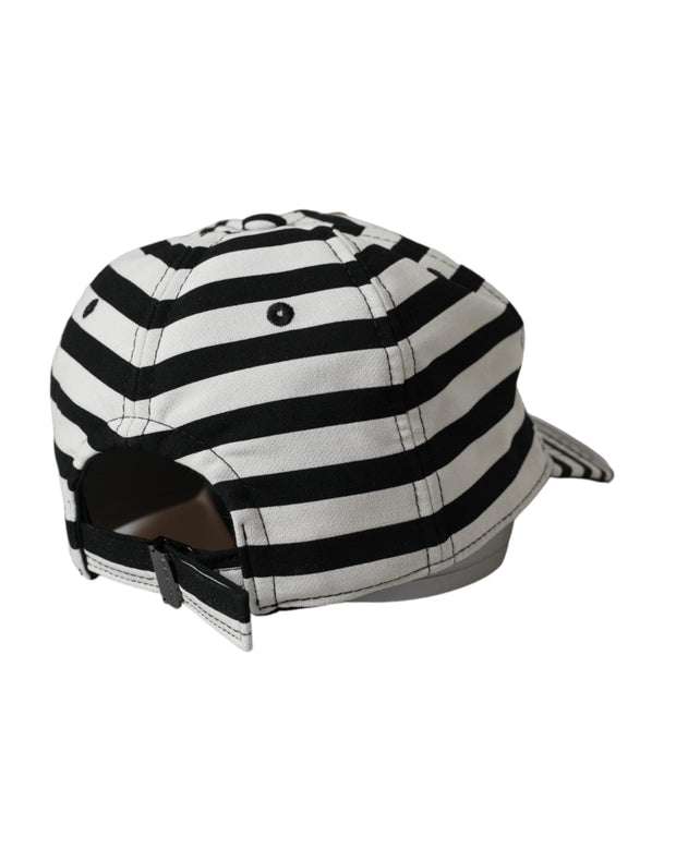 Black White Stripe Amore Heart Applique Baseball Hat Dolce & Gabbana