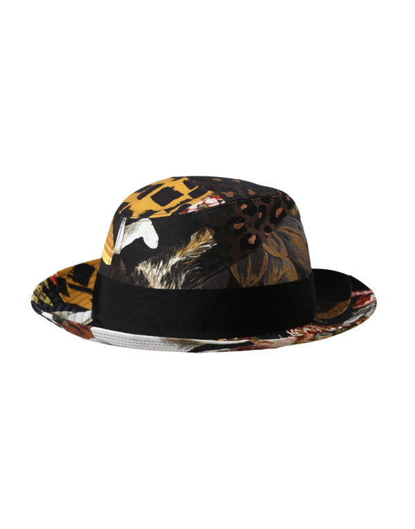 Multicolor Patchwork Women Fedora Wide Brim Hat Dolce & Gabbana