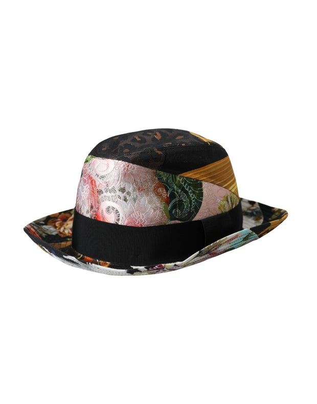 Multicolor Patchwork Women Fedora Wide Brim Hat Dolce & Gabbana