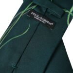 Green Printed 100% Silk Adjustable Men Tie Dolce & Gabbana