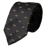 Black Silk Branded Logo Adjustable Men Tie Dolce & Gabbana