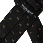 Black Silk Branded Logo Adjustable Men Tie Dolce & Gabbana