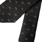 Black Silk Branded Logo Adjustable Men Tie Dolce & Gabbana