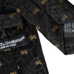 Black Silk Branded Logo Adjustable Men Tie Dolce & Gabbana