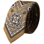 Yellow 100% Silk Wheel Print Adjustable Men Tie Dolce & Gabbana