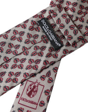 Beige Lady Bug Print Silk Adjustable Men Tie Dolce & Gabbana