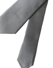 Silver Solid Satin Silk Adjustable Men Tie Dolce & Gabbana