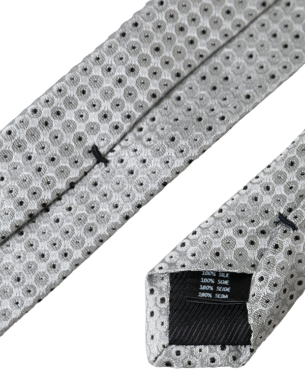 Light Gray Polka Dot Silk Adjustable Men Tie Dolce & Gabbana