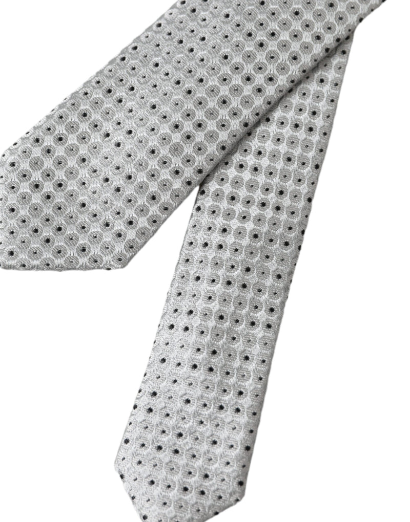 Light Gray Polka Dot Silk Adjustable Men Tie Dolce & Gabbana