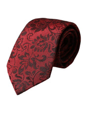 Red Floral Brocade Silk Adjustable Men Tie Dolce & Gabbana