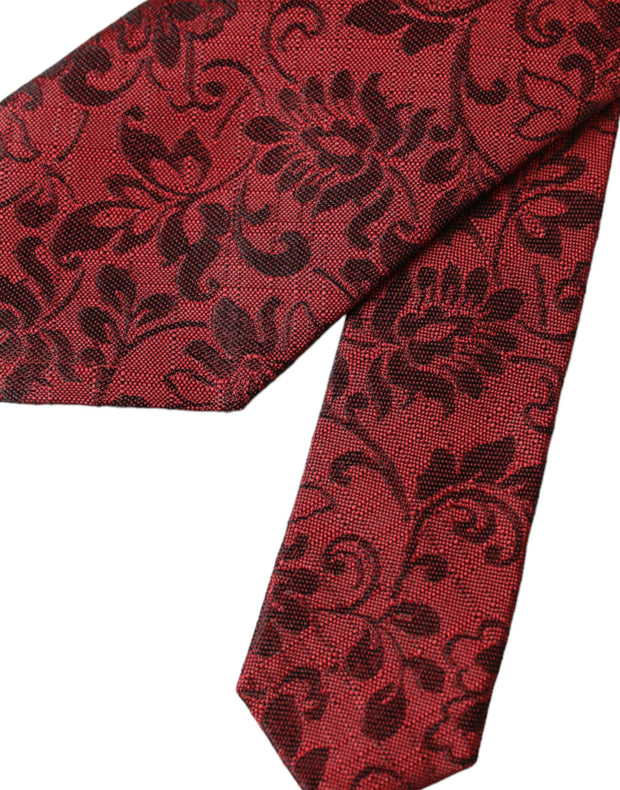 Red Floral Brocade Silk Adjustable Men Tie Dolce & Gabbana