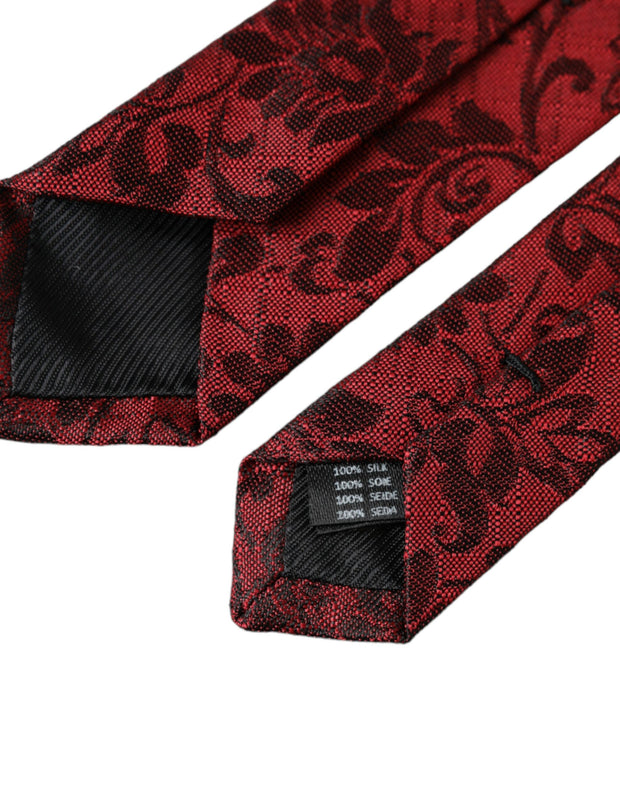 Red Floral Brocade Silk Adjustable Men Tie Dolce & Gabbana