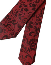 Red Floral Brocade Silk Adjustable Men Tie Dolce & Gabbana