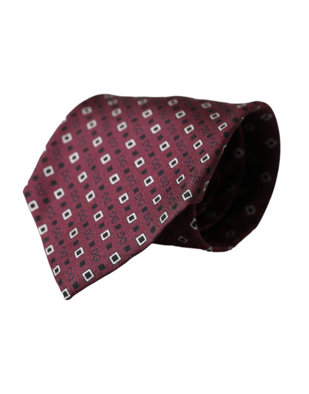 Maroon Silk Branded Logo Adjustable Men Tie Dolce & Gabbana