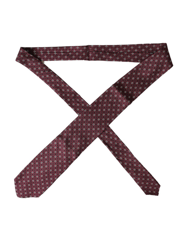 Maroon Silk Branded Logo Adjustable Men Tie Dolce & Gabbana