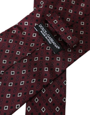 Maroon Silk Branded Logo Adjustable Men Tie Dolce & Gabbana