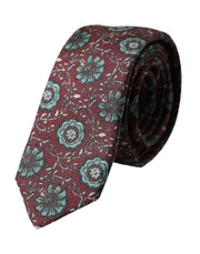 Maroon Floral 100% Silk Adjustable Men Tie Dolce & Gabbana