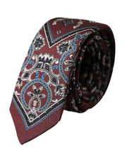 Bordeaux Printed 100% Silk Adjustable Men Tie Dolce & Gabbana