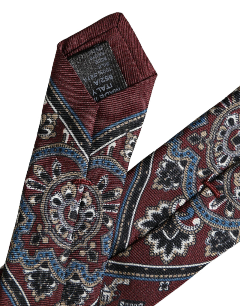 Bordeaux Printed 100% Silk Adjustable Men Tie Dolce & Gabbana