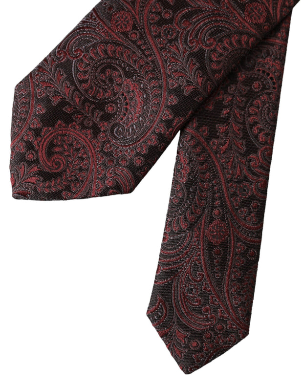 Bordeaux Patterned Silk Adjustable Men Tie Dolce & Gabbana