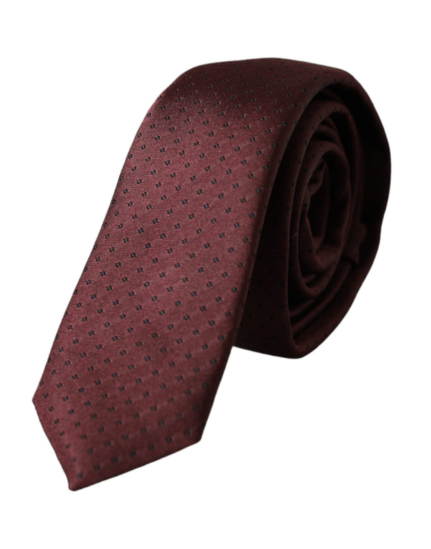 Maroon Dotted 100% Silk Adjustable Men Tie Dolce & Gabbana