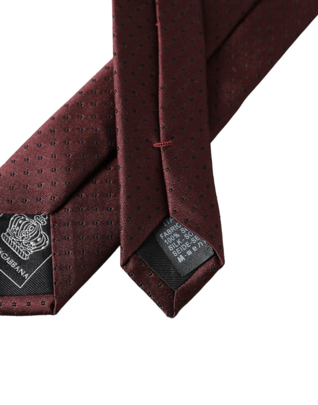 Maroon Dotted 100% Silk Adjustable Men Tie Dolce & Gabbana