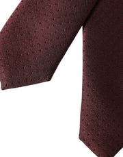 Maroon Dotted 100% Silk Adjustable Men Tie Dolce & Gabbana