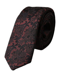 Maroon Floral Fantasy Silk Adjustable Men Tie Dolce & Gabbana