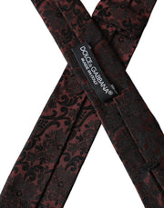 Maroon Floral Fantasy Silk Adjustable Men Tie Dolce & Gabbana