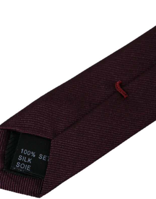 Bordeaux Solid 100% Silk Adjustable Men Tie Dolce & Gabbana