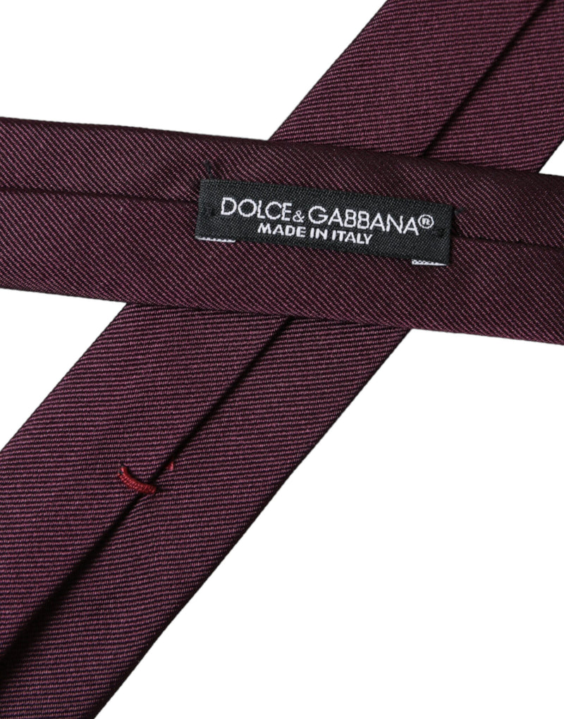 Bordeaux Solid 100% Silk Adjustable Men Tie Dolce & Gabbana