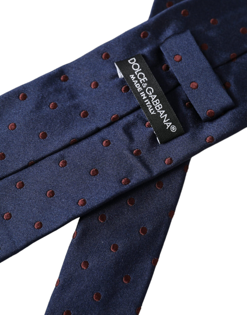 Blue Polka Dot 100% Silk Adjustable Men Tie Dolce & Gabbana