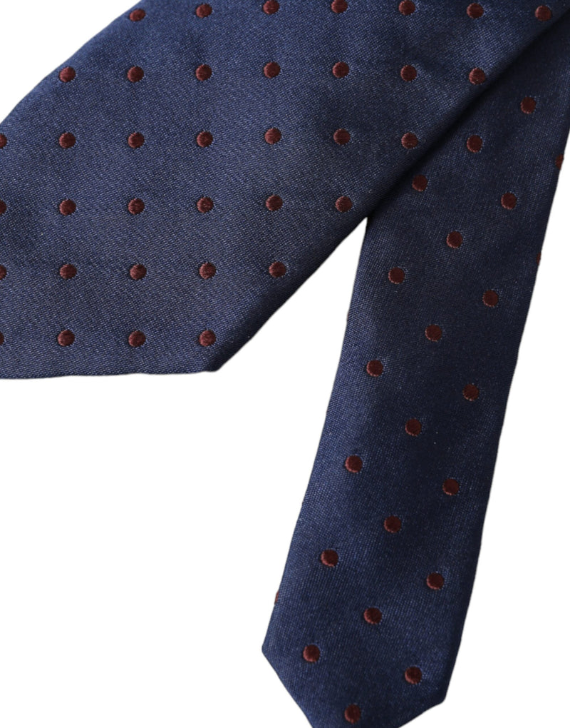 Blue Polka Dot 100% Silk Adjustable Men Tie Dolce & Gabbana