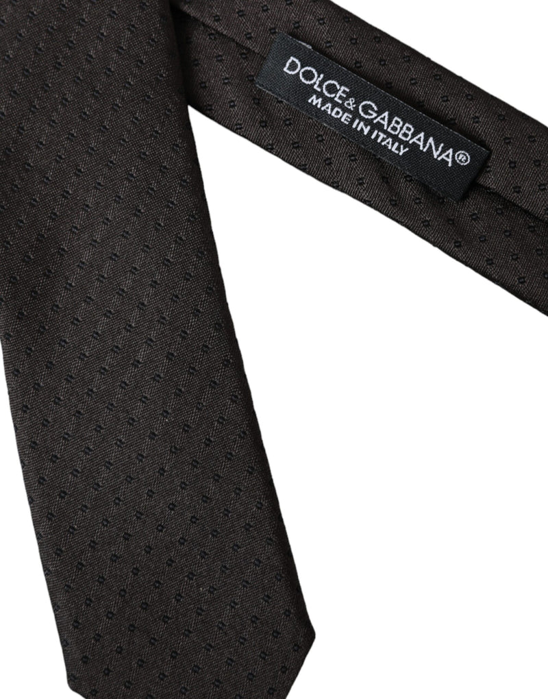 Black Patterned Silk Adjustable Men Tie Dolce & Gabbana