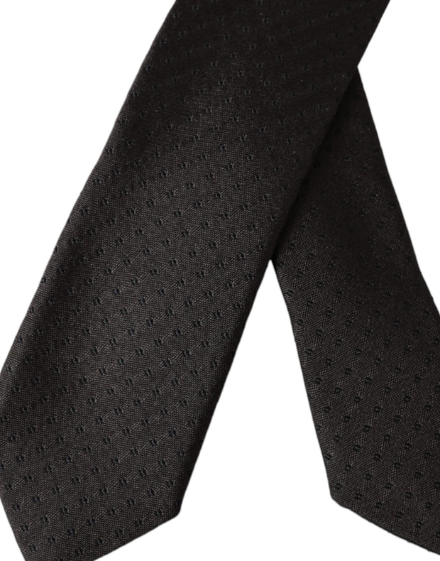 Black Patterned Silk Adjustable Men Tie Dolce & Gabbana