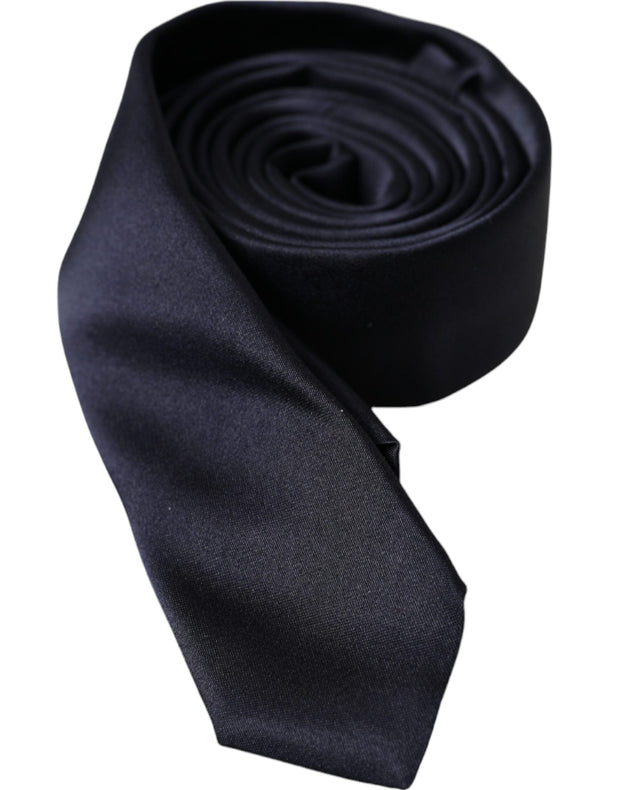 Dark Blue Solid Silk Adjustable Men Tie Dolce & Gabbana