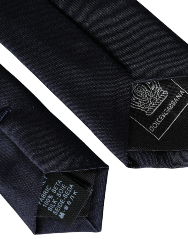 Dark Blue Solid Silk Adjustable Men Tie Dolce & Gabbana