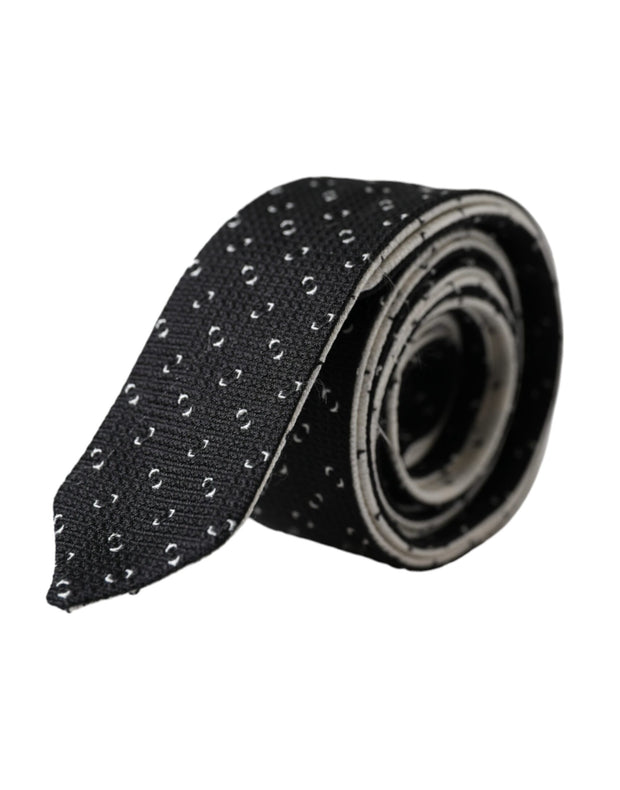 Black White Patterned Adjustable Tie Dolce & Gabbana