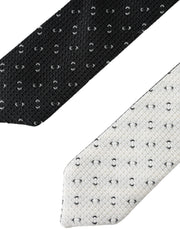 Black White Patterned Adjustable Tie Dolce & Gabbana