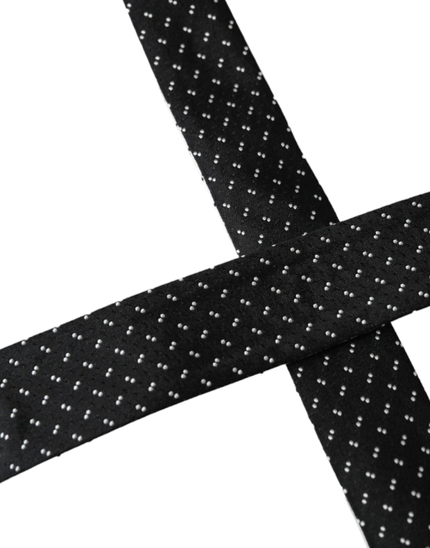 Black White Patterned Adjustable Tie Dolce & Gabbana