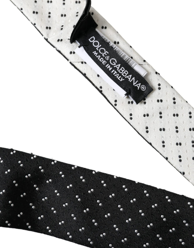 Black White Patterned Adjustable Tie Dolce & Gabbana