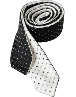 Black White Patterned Adjustable Tie Dolce & Gabbana