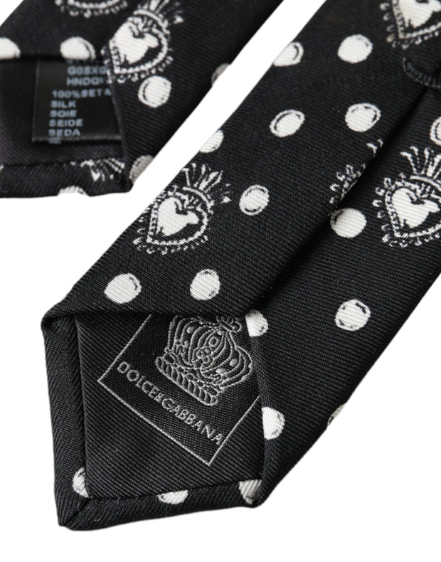 Black Heart Polka Dot Adjustable Tie Dolce & Gabbana