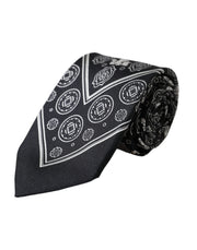 Black Patterned 100%Silk Adjustable Tie Dolce & Gabbana