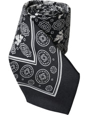 Black Patterned 100%Silk Adjustable Tie Dolce & Gabbana